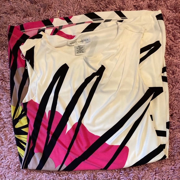 MAGGIE LONDON-FULLY LINED SLEEVELESS SHEATH size 6 PINK/WHTIE - Picture 7 of 10